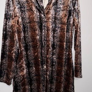 Velour Brown and Black Snake Print Dress